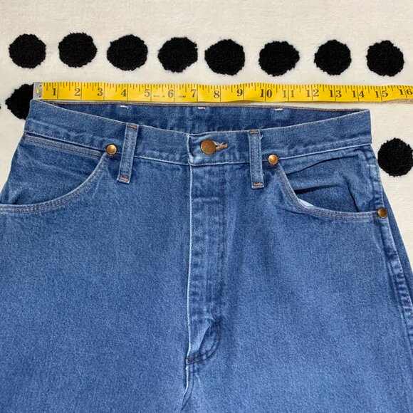 Vintage Wrangler 14MWZC Cowboy Cut High Rise Faded Wash Denim Straight Leg Jeans - Picture 7 of 13